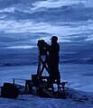 Tellurometer being set up on a mountaintop in Alaska by the US Geodetic Survey