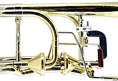 Two independent axial flow valves on a Shires bass trombone Thayer valves (independent) on bass trombone mod1.jpg