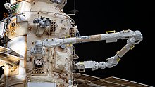 The European robotic arm extends out from the Nauka module (iss067e034864).jpg