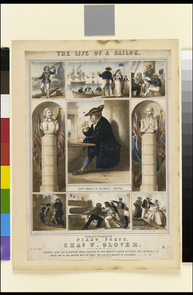 File:The Life of a Sailor. (Safely Moor'd in Greenwich Hospital) Composed and arranged for the Piano Forte - (caricature) RMG PY3333.tiff