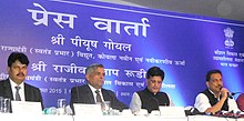 Minister Goyal addressing the media The Minister of State for Skill Development & Entrepreneurship (Independent Charge) and Parliamentary Affairs (8).jpg