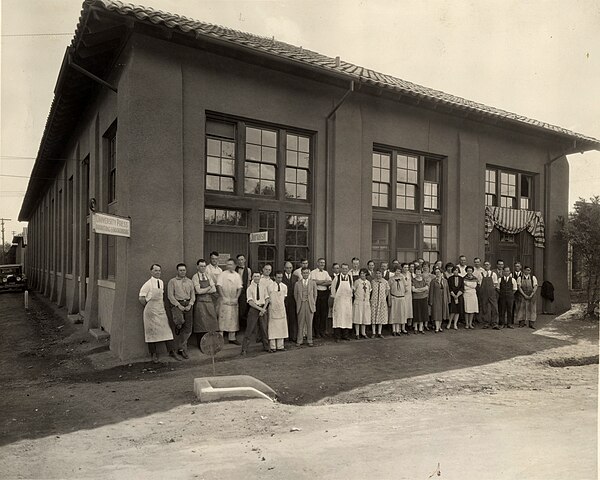 A 1929 photo of the Stanford University Press staff