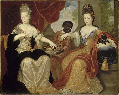 The sisters Mademoiselle de Blois and Mademoiselle de Nantes, two legitimised daughters of Louis XIV and Mme de Montespan.