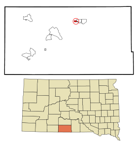 Todd County South Dakota Incorporated and Unincorporated areas Mission Highlighted.svg