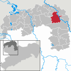 Elhelyezkedése Torgau-Oschatz térképén