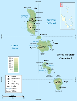 Topografia mapo de la Torres-insularo