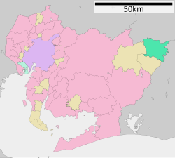 Localização de Toyone na Prefeitura de Aichi