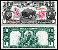 $10 United States large-size note from 1901, nicknamed the "Bison Note" US-$10-LT-1901-Fr.114.jpg