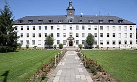 Landmark of the Carus Park.  US headquarters of the Ledward Barracks.  Today a branch of the Fraunhofer Institute for Manufacturing Engineering and Automation (IPA)