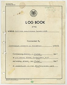 Imagd sampul USCGC Setengah Bulan logbook untuk juni 1967