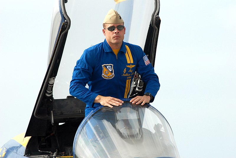 File:US Navy 080920-N-9286M-435 Marine Corps Maj. Nathan Miller prepares to exit the F-A-18C Hornet of the Blue Angels flight demonstration team.jpg