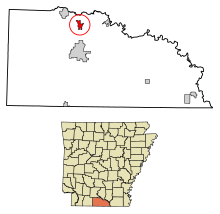 Union County Arkansas Sisällytetyt ja rekisteröimättömät alueet Norphlet Highlighted 0550060.svg