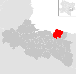 Lage der Gemeinde Vösendorf im Bezirk Mödling (anklickbare Karte)