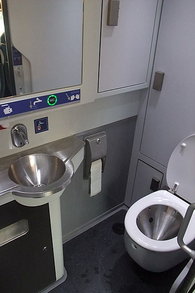 Vacuum toilet in a train in Switzerland.