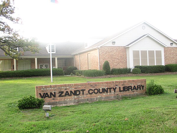 The Van Zandt County Library is located next to the Blackwell House Museum in Canton, Texas.