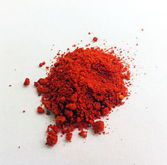 Vermilion pigment, traditionally derived from cinnabar.