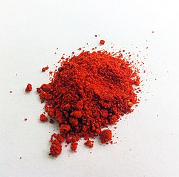 Vermiljoen: Rode kleur van cinnaberpoeder (HgS)
