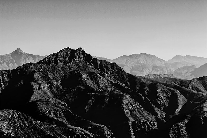 File:View of Jebel Jais mountain B&W.jpg
