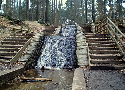 The Grote Loenense Waterval, some  tall, making it the largest waterfall of the Netherlands.