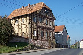 Half-timbered house in the center of the village