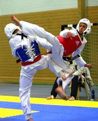A WTF taekwondo sparring match