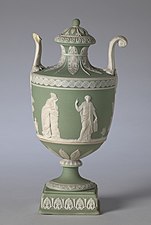 Covered Wedgwood urn; c.1800; jasper ware with relief decoration; overall: 19.7 cm; Cleveland Museum of Art, Cleveland, Ohio, US93