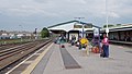 2014-04-21 15:04 Passengers wait at Westbury railway station.