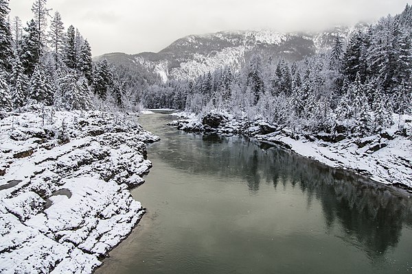 The Flathead River in Glacier National Park during winter