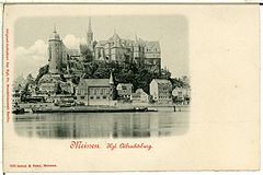 00908-Meißen-1899-Albrechtsburg und Bischofsturm von der Elbe aus-Brück & Sohn Kunstverlag.jpg