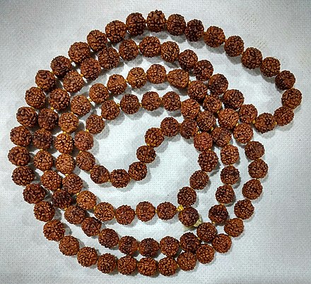 Traditional 108+1 Rudraksha mala used for chanting Om Namah Shivaya Mantra