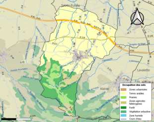 Mapa de colores que muestra el uso de la tierra.