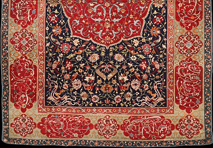 Half of a "Salting carpet", Safavid, in wool, silk and metal thread, about 1600