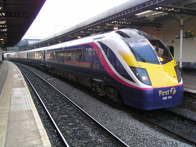 First Great Western class 180 Adelante No. 180114 at Cheltenham Spa on 31 March 2004