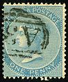 1d Jamaica first issue, 1860. Oval cancel, probably A34. SG1.