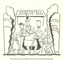 Caricature in a communist newspaper, on the new government formed by Hjalmar Branting after the elections 1924swedishcabinetcaricature-hp.PNG