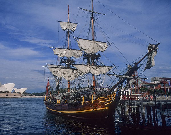 The Bounty used in the film at Sydney Harbour in 1996.