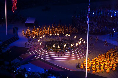 The Olympic Flame slowly going out during the London 2012 Summer Olympics