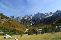 The Valbona Valley during the autumn season.