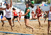 Deutsch: Beachhandball Weltmeisterschaften 2022; Tag 4: 24. Juli 2022 – Frauen, Halbfinale, Niederlande-Deutschland 0:2 (14:23, 14:26) English: 2022 Beach handball World Championships; Day 4: 24 July – Women Main Round – Netherlands-Germany 0:2 (14:23, 14:26)