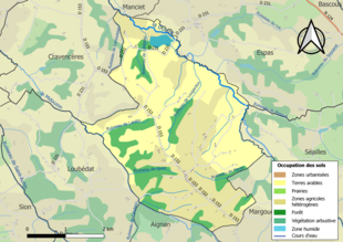 Mapa colorido mostrando o uso da terra.