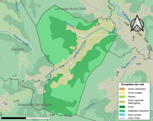 Barevná mapa znázorňující využití půdy.