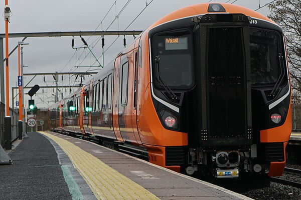 A Class 730 departing Aston in 2024