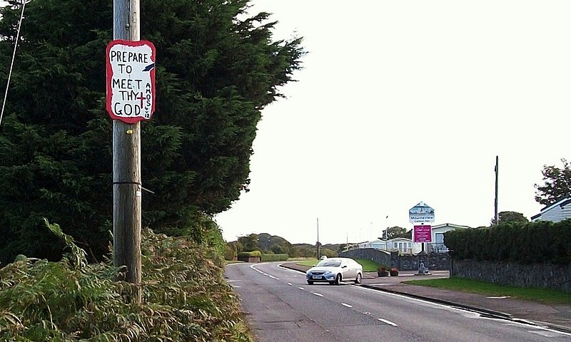 File:A sobering thought near the entrance to the Mourneview Caravan Park - geograph.org.uk - 2068915.jpg