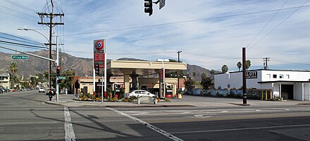 On Alameda looking east towards the Verdugo Mountains, at the intersection of Victory Boulevard in Burbank, California