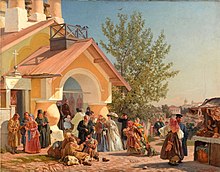 Alexander Iwanowitsch Morosow: Kirchenausgang in Pskow, 1864