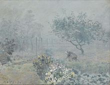 Alfred Sisley, La nebbia, Voisins (1874); olio su tela, 50×65 cm, museo d'Orsay, Parigi