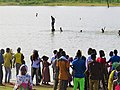 An acrobatic display of children swimming in northern Ghana 05