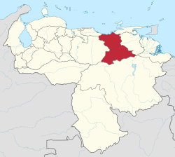 Osavaltion sijainti Venezuelassa