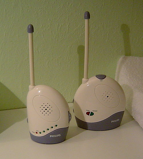 Baby monitor. The receiver is on the left