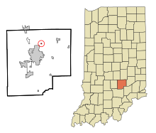 Bartholomew County Indiana Sisällytetyt ja rekisteröimättömät alueet Clifford Highlighted.svg
